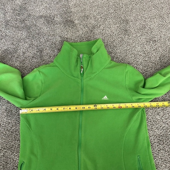 ADIDAS Size XL Bright Green Cozy Fleece Zip Up Jacket - Picture 6 of 9